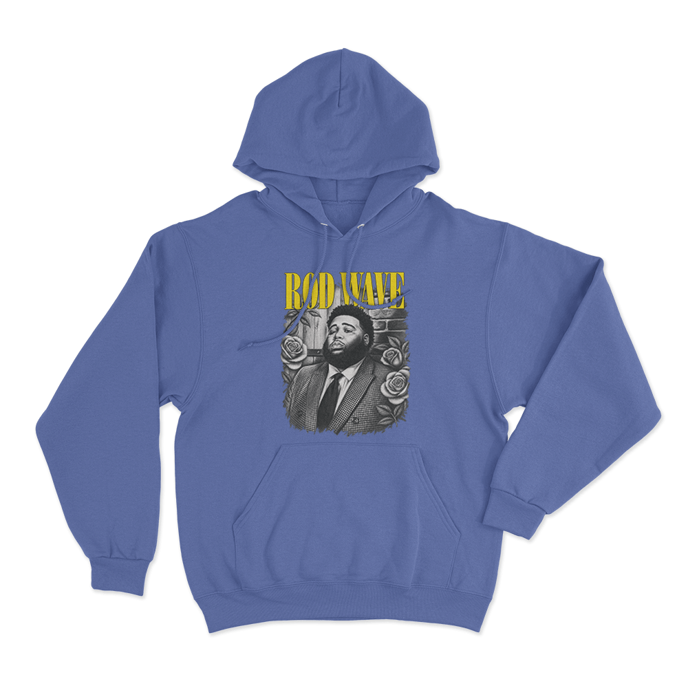 Rod Wave Portrait Unisex Hoodie Blue Rod Wave Portrait Unisex Hoodie Blue