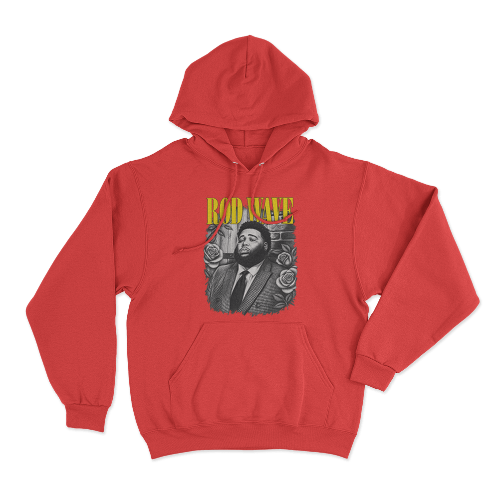Rod Wave Portrait Unisex Hoodie Red Rod Wave Portrait Unisex Hoodie Red
