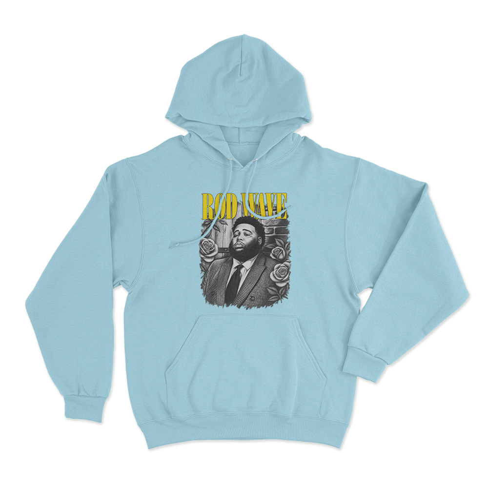 Rod Wave Portrait Unisex Hoodie Sky Blue Rod Wave Portrait Unisex Hoodie Sky Blue