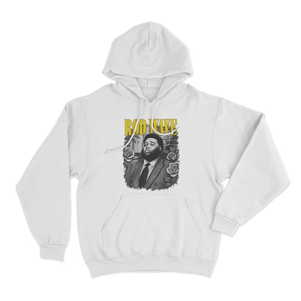 Rod Wave Portrait Unisex Hoodie White Rod Wave Portrait Unisex Hoodie White
