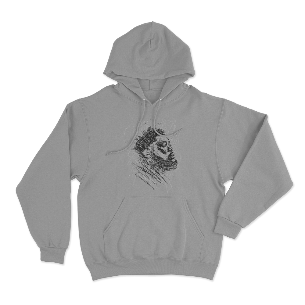 Rod Wave Scribble Portrait Unisex Hoodie Grey Rod Wave Scribble Portrait Unisex Hoodie Grey