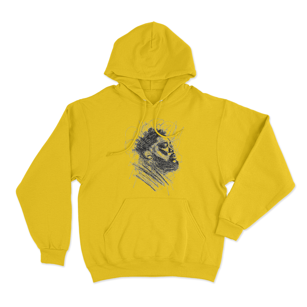 Rod Wave Scribble Portrait Unisex Hoodie Yellow Rod Wave Scribble Portrait Unisex Hoodie Yellow