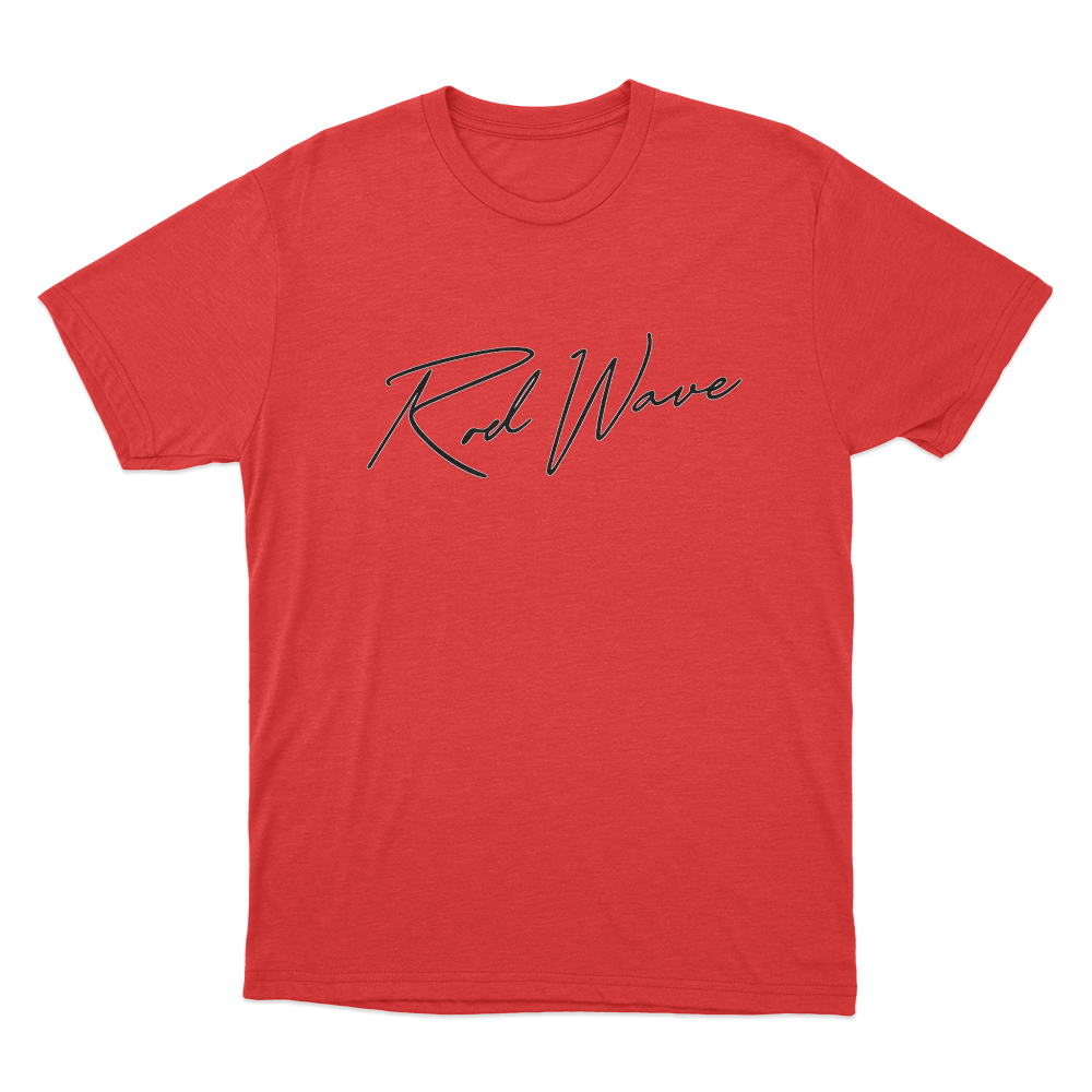 Rod Wave Signature Logo Unisex T Shirt Red Rod Wave Signature Logo Unisex T Shirt Red